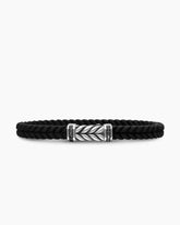 Chevron Bracelet in Black Rubber with Black Diamonds and Sterling Silver, 6mm